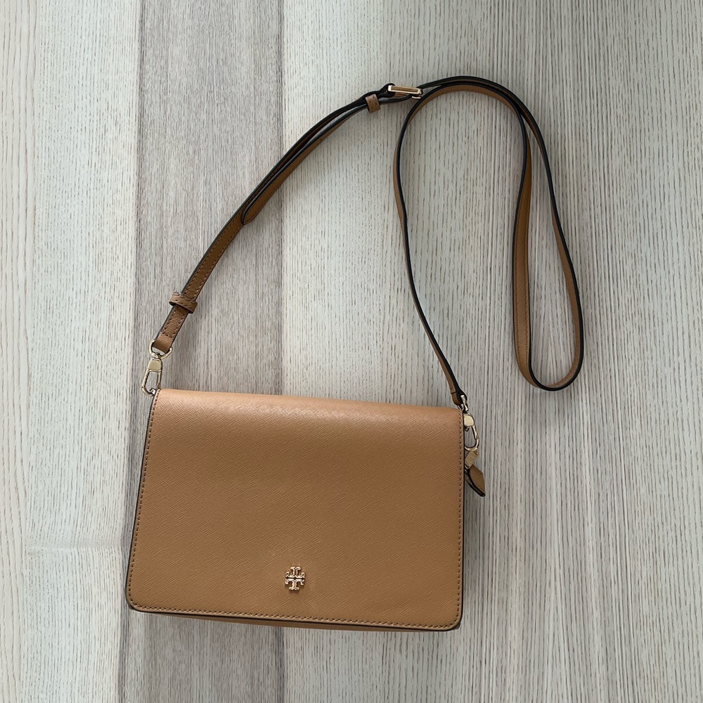 Tory Burch Emerson Brown Leather Adjustable Crossbody Purse